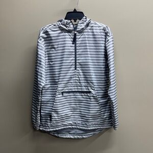 Charles River Apparel Striped Hooded Jacket in Gray and White, Small